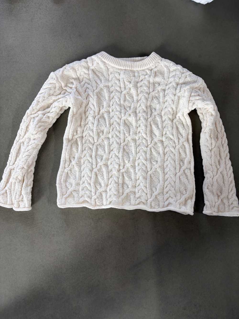 Cat & Jack Cream Cable Knit Crewneck Sweater